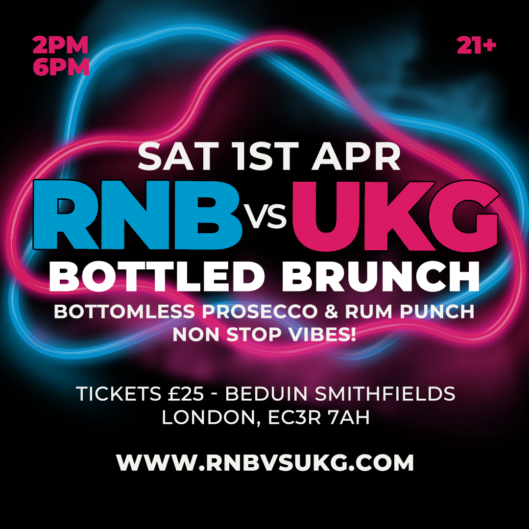 Pink and Blue RNB vs GARAGE flyer with event info